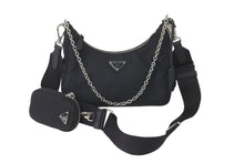 Load image into Gallery viewer, PRADA プラダ ホーボー チェーン 2WAY ショルダーバッグ RE-EDITION 2005 ブラック ナイロン 1BH204 美品 中古 59811