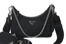 Load image into Gallery viewer, PRADA プラダ ホーボー チェーン 2WAY ショルダーバッグ RE-EDITION 2005 ブラック ナイロン 1BH204 美品 中古 59811
