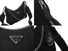 Load image into Gallery viewer, PRADA プラダ ホーボー チェーン 2WAY ショルダーバッグ RE-EDITION 2005 ブラック ナイロン 1BH204 美品 中古 59811