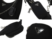 Load image into Gallery viewer, PRADA プラダ ホーボー チェーン 2WAY ショルダーバッグ RE-EDITION 2005 ブラック ナイロン 1BH204 美品 中古 59811