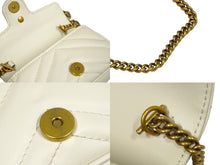 画像をギャラリービューアに読み込む, GUCCI グッチ GGマーモント ミニミニバッグ チェーン ポーチ ホワイト レザー 575161 ゴールド金具 美品 中古 59846