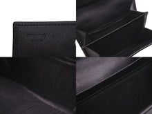 Load image into Gallery viewer, PRADA プラダ 二つ折りコインケース トライアングルロゴ サフィアーノレザー ブラック シルバー金具 良好 中古 59869