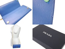 Load image into Gallery viewer, 極美品 PRADA プラダ 長財布 チェーンショルダーストラップ付き サフィアーノルクス ブルエッテ 1BP290 ダークブルー 中古 59892