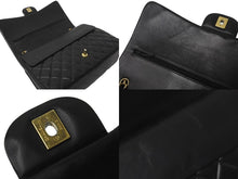 画像をギャラリービューアに読み込む, CHANEL シャネル Wフラップチェーンショルダーバッグ デカマトラッセ 33cm 16番台 ラムスキン ブラック ゴールド 美品 中古 59894