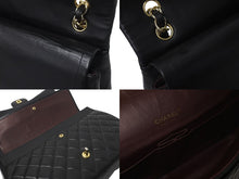 画像をギャラリービューアに読み込む, CHANEL シャネル Wフラップチェーンショルダーバッグ デカマトラッセ 33cm 16番台 ラムスキン ブラック ゴールド 美品 中古 59894