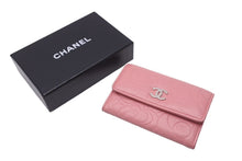画像をギャラリービューアに読み込む, CHANEL シャネル 名刺入れ コインケース カメリア 16番台 ココマーク ピンク シルバー金具 美品 中古 59900