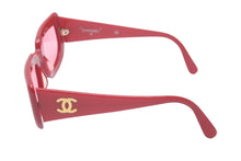 画像をギャラリービューアに読み込む, CHANEL シャネル サングラス ヴィンテージクラシック 05979 91764 プラスチック レッド ピンク ゴールド金具 美品 中古 59908