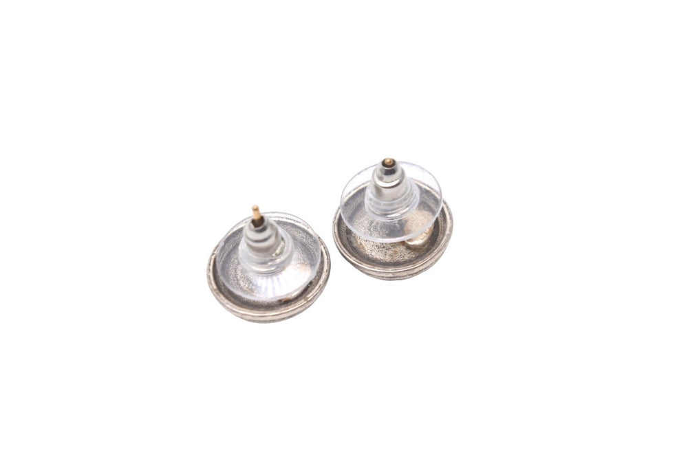 CHANEL Earrings Coco Mark 99P Round Vintage Silver Hardware Good Used 59918