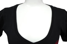 画像をギャラリービューアに読み込む, CHROME HEARTS クロムハーツ 半袖Ｔシャツ ホースシュー セメタリークロス プリント V ネック レディース ブラック 美品 中古 59937