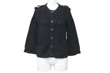 画像をギャラリービューアに読み込む, 極美品 CHANEL シャネル ニット セーター カーディガン P53667K06997 ココボタン コットン ブラック シルバー 34 中古 59939