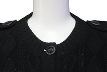 画像をギャラリービューアに読み込む, 極美品 CHANEL シャネル ニット セーター カーディガン P53667K06997 ココボタン コットン ブラック シルバー 34 中古 59939