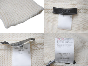 FOXEY フォクシー ジップアップ ニットパーカー アイボリー カシミヤ コットン サイズ38 34375-KSJFY26MY 美品 中古 59945