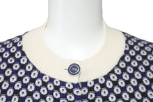 画像をギャラリービューアに読み込む, 極美品 CHANEL シャネル カシミヤ カーディガン ホワイト ネイビー 総柄 ココマーク P47951K06141 サイズ36 中古 59960