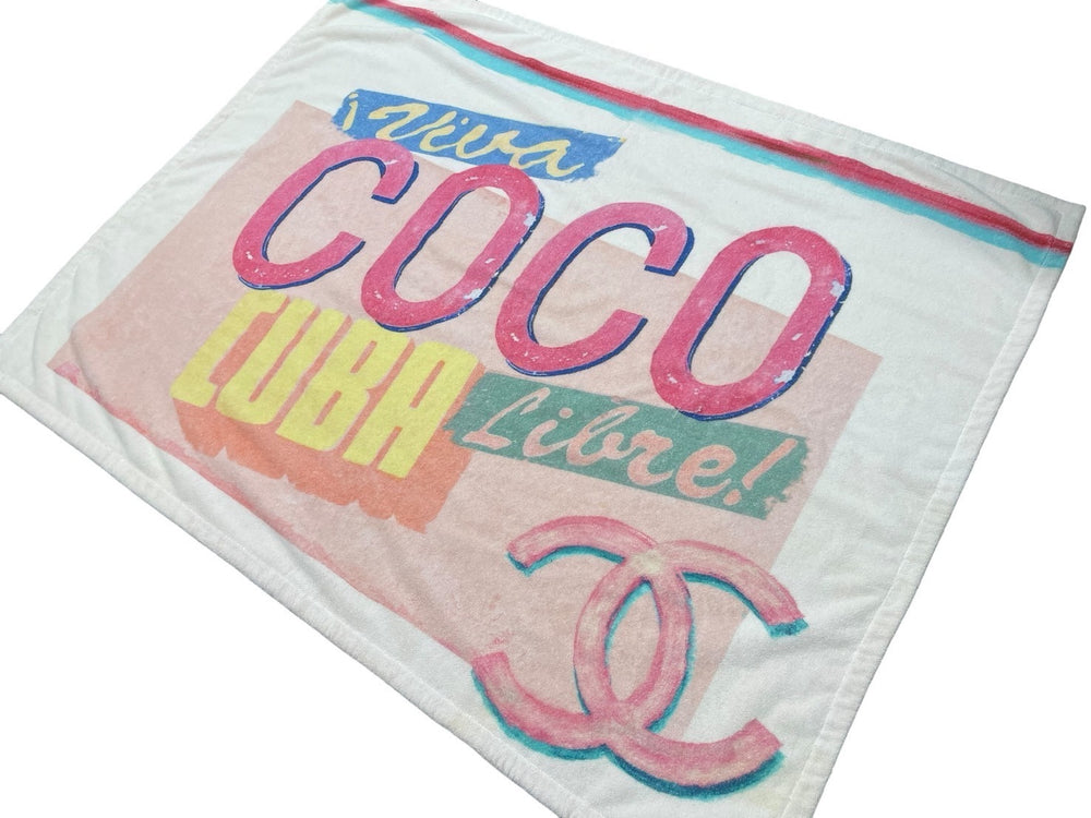 CHANEL Chanel Beach Towel Bath Towel Coco Cuban Cotton Pink Multicolor Made in Italy Ladies Good Condition Used 59968