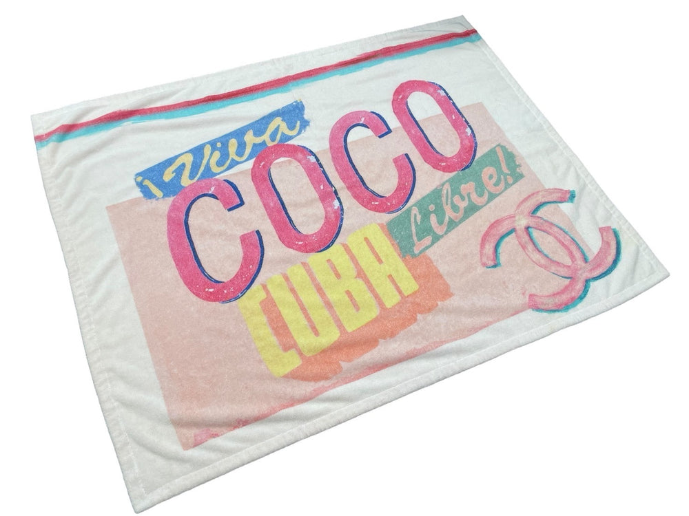 CHANEL Chanel Beach Towel Bath Towel Coco Cuban Cotton Pink Multicolor Made in Italy Ladies Good Condition Used 59968