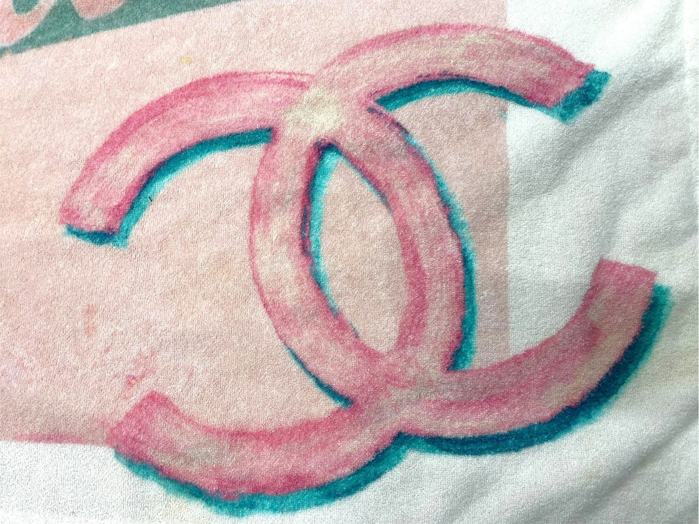 CHANEL Chanel Beach Towel Bath Towel Coco Cuban Cotton Pink Multicolor Made in Italy Ladies Good Condition Used 59968