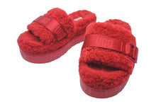 画像をギャラリービューアに読み込む, UGG FLUFFITA アグ フラッフィータ サンダル ミュール レッド ウール カーリーシープスキン S/N 1113475 美品 中古 59971