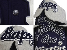 Load image into Gallery viewer, A BATHING APE アベイシングエイプ フーデッド スタジアムジャケット スタジャン ネイビー サイズM 良品 中古 60004