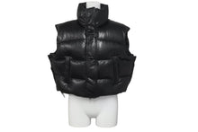 画像をギャラリービューアに読み込む, AMIRI アミリ シープスキン ダウンベスト 裾ドローコード スリット スタンドカラー ブラック サイズ40 美品 中古 60035