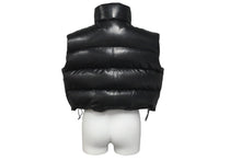 画像をギャラリービューアに読み込む, AMIRI アミリ シープスキン ダウンベスト 裾ドローコード スリット スタンドカラー ブラック サイズ40 美品 中古 60035