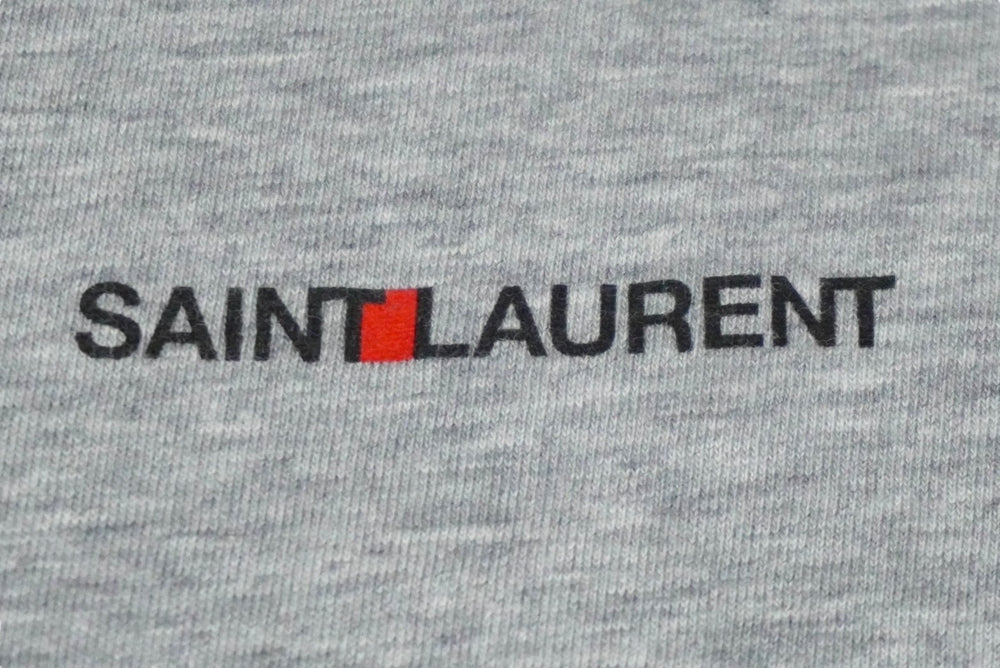 SAINT LAURENT サンローラン 半袖Ｔシャツ グレー コットン 切りっぱなし加工 サイズL TT08 464572 美品 中古 60038