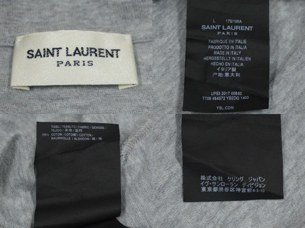 SAINT LAURENT Short sleeve T-shirt gray cotton raw cut size L TT08 464572 Good condition Used 60038