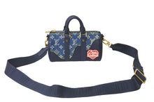 画像をギャラリービューアに読み込む, 極美品 LOUIS VUITTON ルイヴィトン ハンドバッグ 2WAY ショルダー NIGO キーポル XS ネイビー モノグラムデニム レザー M81011 中古 60069