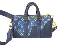 画像をギャラリービューアに読み込む, 極美品 LOUIS VUITTON ルイヴィトン ハンドバッグ 2WAY ショルダー NIGO キーポル XS ネイビー モノグラムデニム レザー M81011 中古 60069