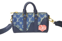 画像をギャラリービューアに読み込む, 極美品 LOUIS VUITTON ルイヴィトン ハンドバッグ 2WAY ショルダー NIGO キーポル XS ネイビー モノグラムデニム レザー M81011 中古 60069