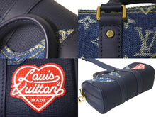 画像をギャラリービューアに読み込む, 極美品 LOUIS VUITTON ルイヴィトン ハンドバッグ 2WAY ショルダー NIGO キーポル XS ネイビー モノグラムデニム レザー M81011 中古 60069