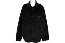 Load image into Gallery viewer, PRADA プラダ 長袖 シャツ ジャケット 23SS ベルベット トライアングルロゴ ブラック サイズS SC657 良品 中古 60156