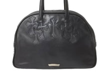 画像をギャラリービューアに読み込む, CHROMEHEARTS クロムハーツ ジムバッグ ハンドバッグ セメタリークロスパッチ レザー シルバー925 ブラック 美品 中古 60166