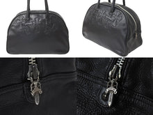 画像をギャラリービューアに読み込む, CHROMEHEARTS クロムハーツ ジムバッグ ハンドバッグ セメタリークロスパッチ レザー シルバー925 ブラック 美品 中古 60166