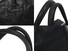 画像をギャラリービューアに読み込む, CHROMEHEARTS クロムハーツ ジムバッグ ハンドバッグ セメタリークロスパッチ レザー シルバー925 ブラック 美品 中古 60166