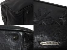 画像をギャラリービューアに読み込む, CHROMEHEARTS クロムハーツ ジムバッグ ハンドバッグ セメタリークロスパッチ レザー シルバー925 ブラック 美品 中古 60166