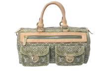 画像をギャラリービューアに読み込む, LOUIS VUITTON ルイヴィトン ハンドバッグ デニム ネオスピーディ M95215 カーキ ゴールド金具 美品 中古 60171