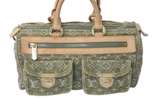 画像をギャラリービューアに読み込む, LOUIS VUITTON ルイヴィトン ハンドバッグ デニム ネオスピーディ M95215 カーキ ゴールド金具 美品 中古 60171