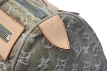 画像をギャラリービューアに読み込む, LOUIS VUITTON ルイヴィトン ハンドバッグ デニム ネオスピーディ M95215 カーキ ゴールド金具 美品 中古 60171