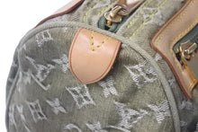 画像をギャラリービューアに読み込む, LOUIS VUITTON ルイヴィトン ハンドバッグ デニム ネオスピーディ M95215 カーキ ゴールド金具 美品 中古 60171
