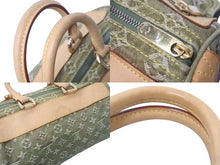 画像をギャラリービューアに読み込む, LOUIS VUITTON ルイヴィトン ハンドバッグ デニム ネオスピーディ M95215 カーキ ゴールド金具 美品 中古 60171
