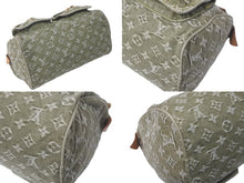 画像をギャラリービューアに読み込む, LOUIS VUITTON ルイヴィトン ハンドバッグ デニム ネオスピーディ M95215 カーキ ゴールド金具 美品 中古 60171