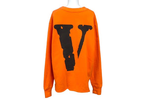 VLONE ヴィーロン ヴィーローン スウェットシャツ トレーナー オレンジ ブラック サイズS 切りっぱなし コットン 良品 中古 60182