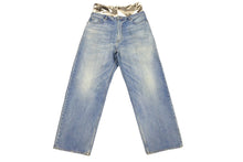 画像をギャラリービューアに読み込む, 極美品 BALENCIAGA バレンシアガ レイヤード ワイドジーンズ デニムパンツ カモフラージュ 21FW ダメージ加工 ブルー サイズL 661609 TDW14 中古 60185