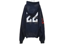 画像をギャラリービューアに読み込む, 新品同様 BALENCIAGA バレンシアガ エンブロイダリージップアップフーディ サイズ4 ネイビー 720425 TNVK7 4100 中古 60187