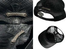 画像をギャラリービューアに読み込む, CHROME HEARTS クロムハーツ セメタリークロス パッチ レザー トラッカー キャップメッシュ キャップ ブラック 美品 中古 60189