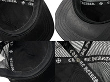 画像をギャラリービューアに読み込む, CHROME HEARTS クロムハーツ セメタリークロス パッチ レザー トラッカー キャップメッシュ キャップ ブラック 美品 中古 60189