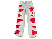 画像をギャラリービューアに読み込む, 新品同様 激レア BALENCIAGA バレンシアガ SLASHED デニムパンツ レイヤード ダメージ加工 21FW ブルー レッド M 662764 TBP46 中古 60194