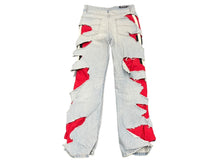 画像をギャラリービューアに読み込む, 新品同様 激レア BALENCIAGA バレンシアガ SLASHED デニムパンツ レイヤード ダメージ加工 21FW ブルー レッド M 662764 TBP46 中古 60194