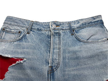 画像をギャラリービューアに読み込む, 新品同様 激レア BALENCIAGA バレンシアガ SLASHED デニムパンツ レイヤード ダメージ加工 21FW ブルー レッド M 662764 TBP46 中古 60194