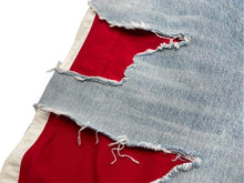 画像をギャラリービューアに読み込む, 新品同様 激レア BALENCIAGA バレンシアガ SLASHED デニムパンツ レイヤード ダメージ加工 21FW ブルー レッド M 662764 TBP46 中古 60194